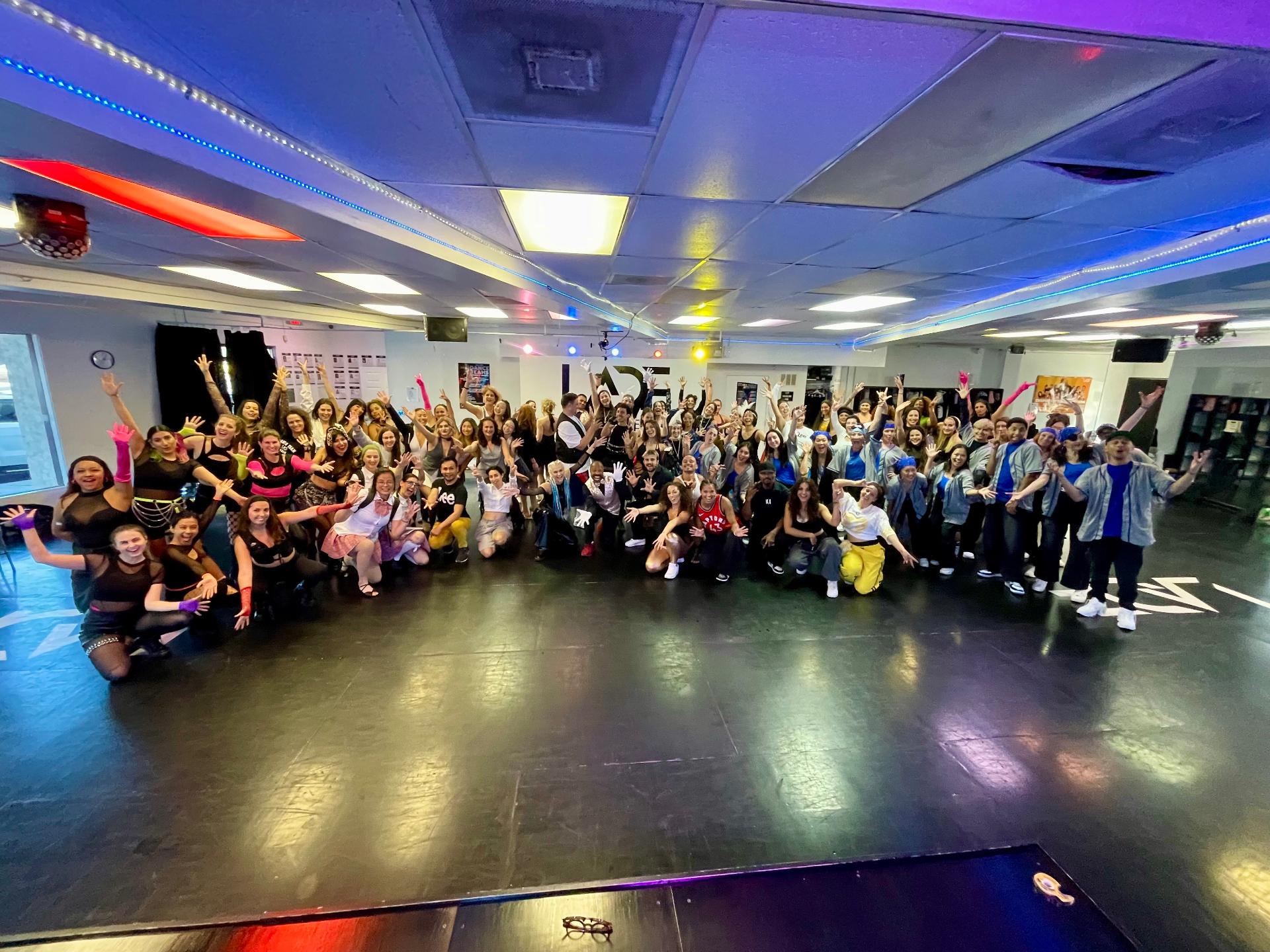 Large LA DanceFit community group photo in the studio